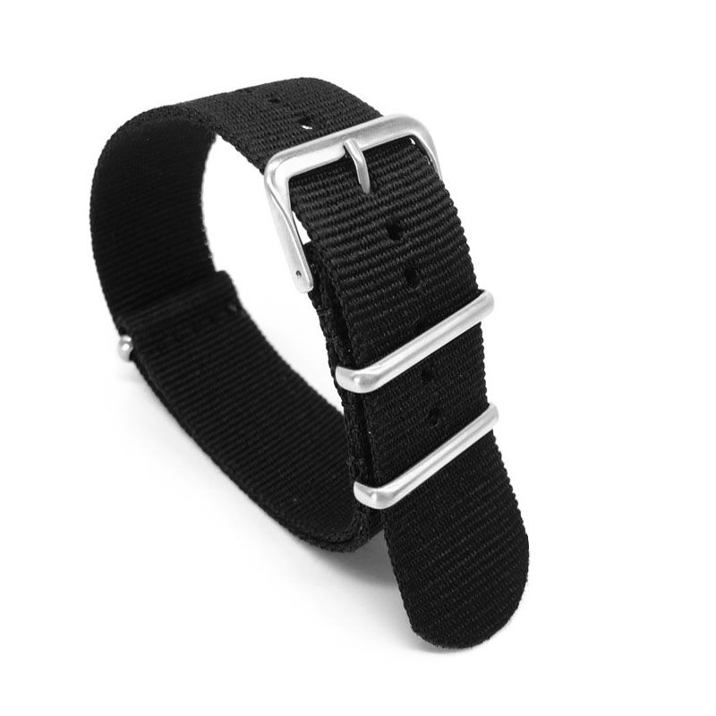 Nylon Nato Strap - Jam tangan tali nilon hitam untuk