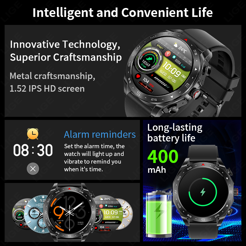 LIGE jam tangan pintar Bluetoo - Smartwatch Store ulasan dan harga